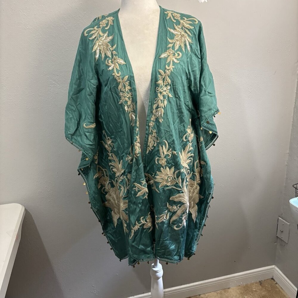 Soft Surroundings Embroidered Beaded Kimono Top Open Women Small/medium - Picture 4 of 14